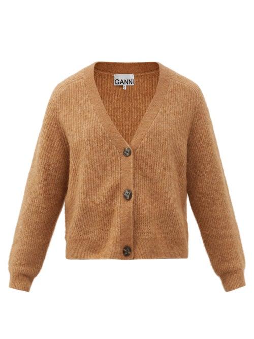 Matchesfashion.com Ganni - Cropped V-neck Cardigan - Womens - Camel