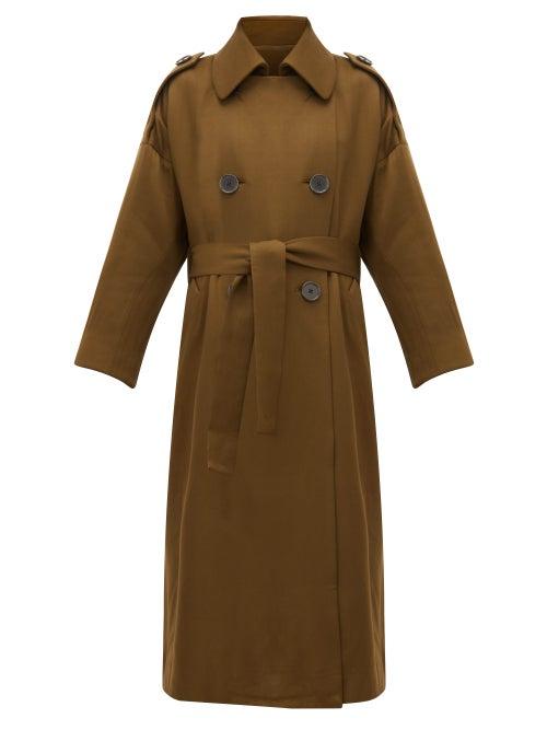 Matchesfashion.com Petar Petrov - Mona Double-breasted Wool-blend Trench Coat - Womens - Khaki