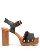 Matchesfashion.com See By Chlo - Studded Suede-trim Leather Platform Sandals - Womens - Black