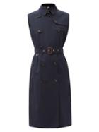 Matchesfashion.com Burberry - Hornsea Sleeveless Cotton-gabardine Trench Coat - Womens - Navy
