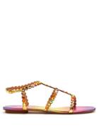 Matchesfashion.com Aquazzura - Tequila Crystal-embellished Leather Sandals - Womens - Multi