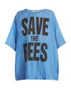 Matchesfashion.com Katharine Hamnett London - Save The Bees Print Silk T Shirt - Womens - Blue