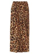Matchesfashion.com Paco Rabanne - Gathered Leopard-print Satin Midi Skirt - Womens - Leopard