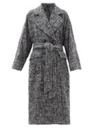 Matchesfashion.com Dolce & Gabbana - Belted Prince Of Wales-check Wool-blend Coat - Womens - Grey