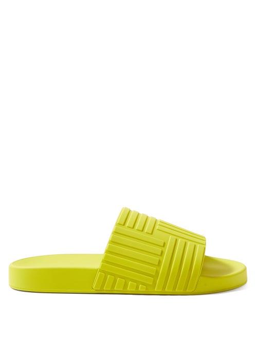 Bottega Veneta - Intrecciato-effect Rubber Slides - Mens - Green