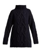 Matchesfashion.com Connolly - Cable Knitted Wool And Cashmere Sweater - Womens - Navy