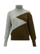 Matchesfashion.com Symonds Pearmain - Zigzag Wool Roll Neck Sweater - Womens - Khaki Multi