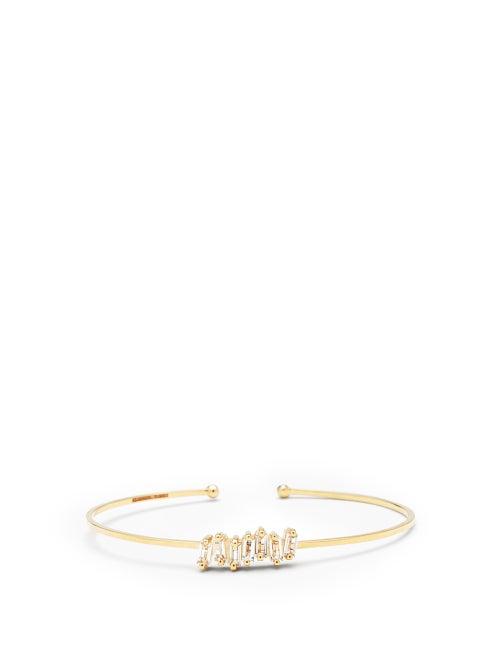 Matchesfashion.com Suzanne Kalan - White Topaz & 14kt Gold Cuff Bracelet - Womens - Yellow Gold