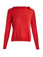Matchesfashion.com Simone Rocha - Bow Detail Fine Knit Sweater - Womens - Red