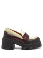 Ganni - Trek-sole Leather Penny Loafers - Womens - Multi