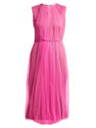 Matchesfashion.com Prada - Jersey And Tulle Dress - Womens - Pink Multi