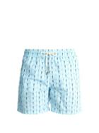 Matchesfashion.com Le Sirenuse, Positano - Plait Print Swim Shorts - Mens - Light Blue