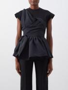 Alexander Mcqueen - Layered Peplum Taffeta And Jersey T-shirt - Womens - Black