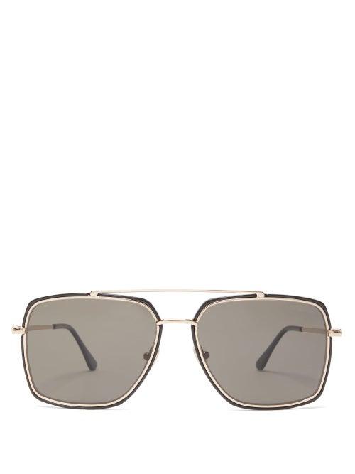 Matchesfashion.com Tom Ford Eyewear - Aviator Metal And Acetate Sunglasses - Mens - Black
