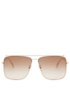 Matchesfashion.com Alexander Mcqueen - Aviator Metal Sunglasses - Womens - Brown Multi