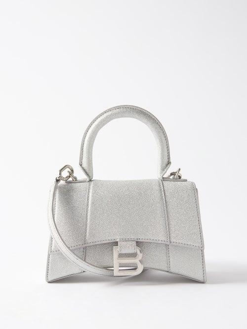 Balenciaga - Hourglass Xs Glitter-canvas Bag - Womens - Silver