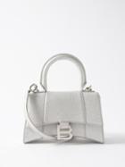 Balenciaga - Hourglass Xs Glitter-canvas Bag - Womens - Silver