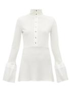 Matchesfashion.com Ellery - Monumento Tulip Sleeve Ribbed Top - Womens - Ivory