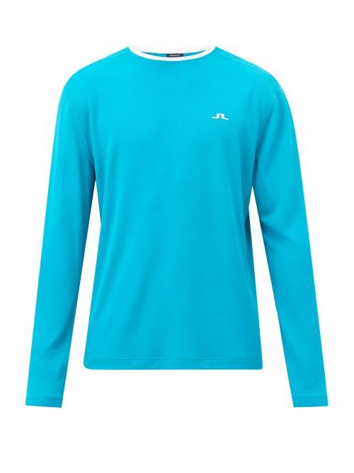 J.lindeberg - Logo-print Technical-jersey Sweatshirt - Mens - Blue