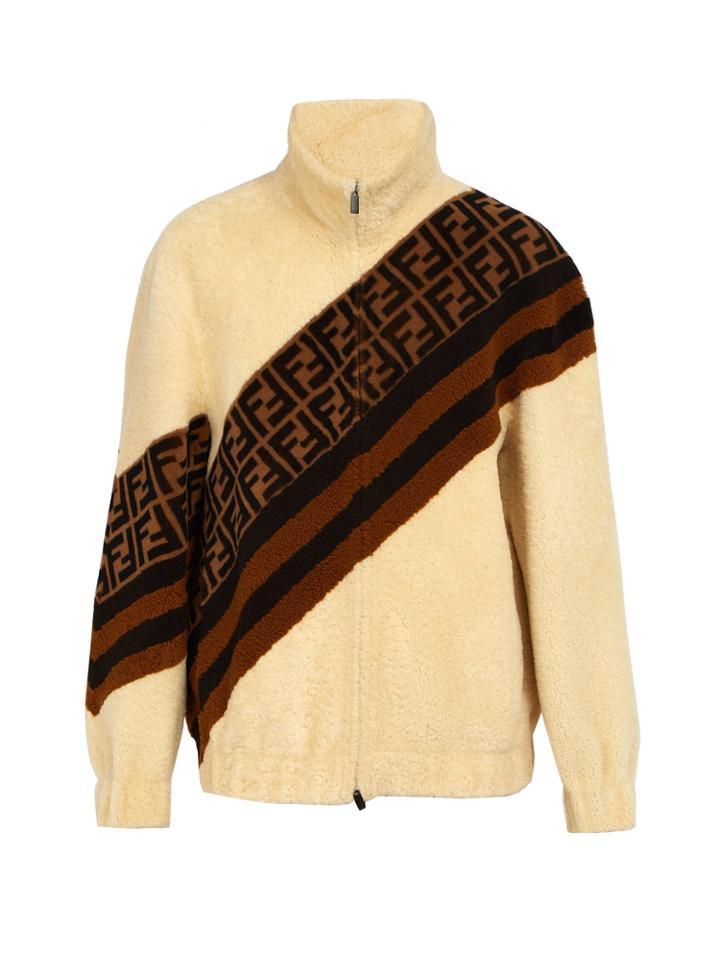 Fendi Ff Logo Shearling Jacket