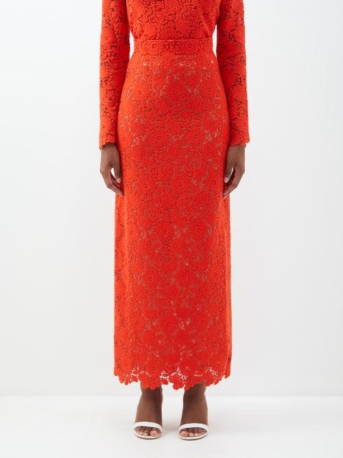 Giambattista Valli - Macram-lace Maxi Skirt - Womens - Orange