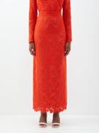 Giambattista Valli - Macram-lace Maxi Skirt - Womens - Orange