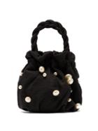 Matchesfashion.com Staud - Grace Faux Pearl Embellished Satin Drawstring Bag - Womens - Black