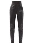 Ladies Rtw Alexandre Vauthier - High-rise Leather Slim-leg Trousers - Womens - Black