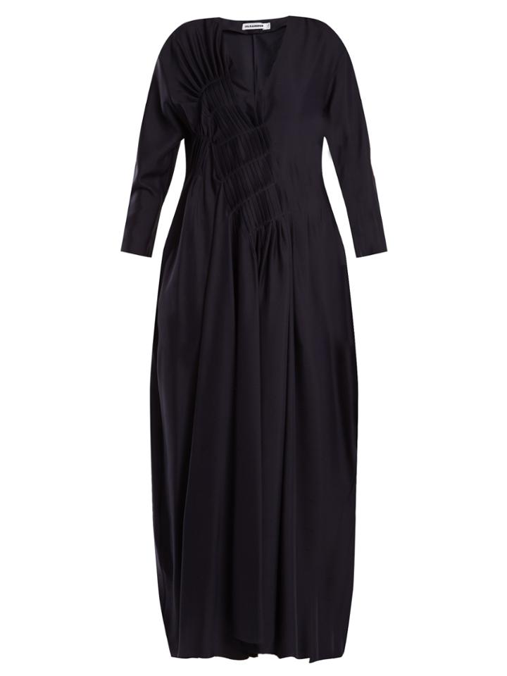 Jil Sander V-neck Silk Dress