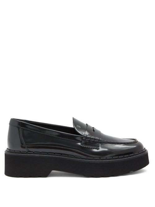 Matchesfashion.com Tod's - Flatform Patent-leather Penny Loafers - Womens - Black