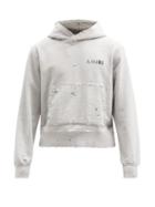 Matchesfashion.com Amiri - Army Logo-print Painted Cotton Hooded Sweatshirt - Mens - Grey