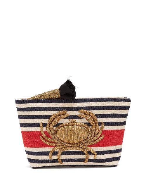 Matchesfashion.com Sanayi 313 - Granceola Embroidered Stripe Pouch - Womens - Red Multi