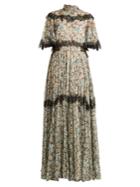 Valentino Flower And Wave-print Silk Dress
