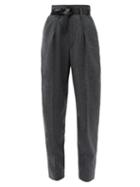 Matchesfashion.com Isabel Marant - Racomisl Pleated Pressed-wool Tapered Trousers - Womens - Grey