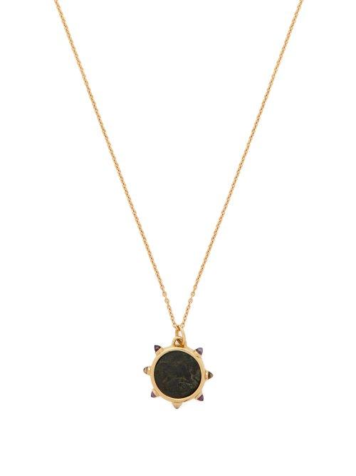 Matchesfashion.com Dubini - Bull Amethyst, Rock Crystal & 18kt Gold Necklace - Womens - Bronze