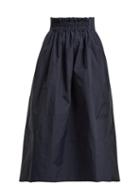 Matchesfashion.com Tibi - Shirred Waistband Midi Skirt - Womens - Navy