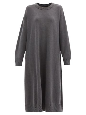 Matchesfashion.com Eskandar - Oversized Cashmere Midi Dress - Womens - Grey