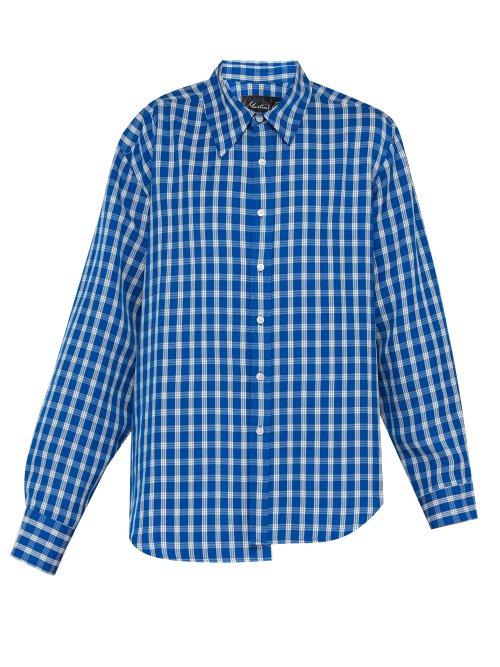 Matchesfashion.com Martine Rose - Wonky Asymmetric Checked Shirt - Mens - Light Blue