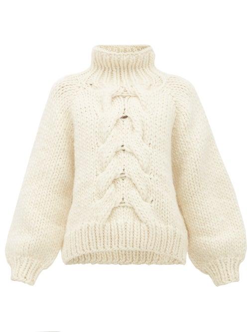 Matchesfashion.com I Love Mr Mittens - Cropped Cable Knit Wool Sweater - Womens - Cream
