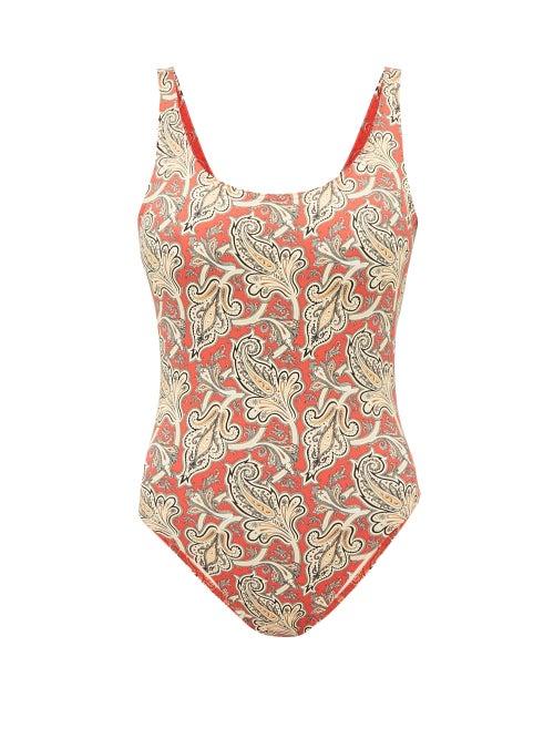 Matchesfashion.com Etro - Paisley Print Scoop Neck Swimsuit - Womens - Red