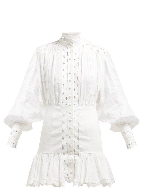 Matchesfashion.com Zimmermann - Ninety Six Cut Out High Neck Mini Dress - Womens - Ivory