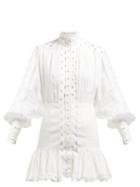 Matchesfashion.com Zimmermann - Ninety Six Cut Out High Neck Mini Dress - Womens - Ivory