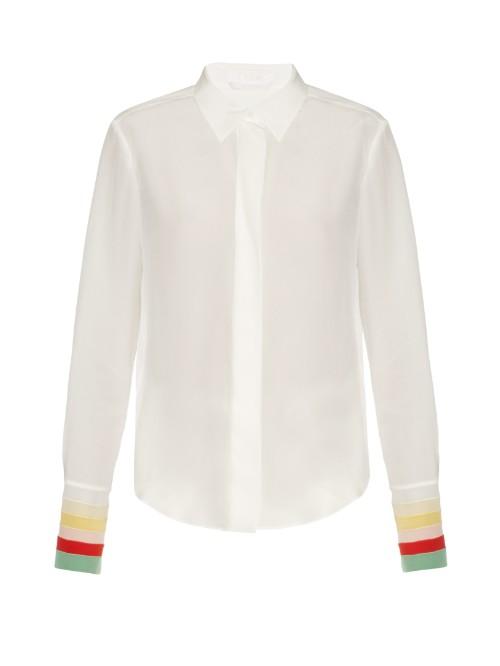 Chloé Rainbow-cuff Silk Crepe De Chine Shirt