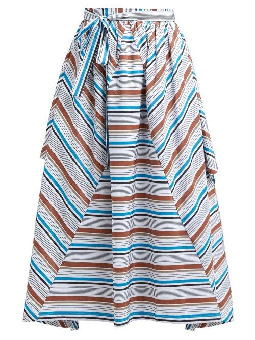 Matchesfashion.com Isa Arfen - Cesenatico Striped Cotton Skirt - Womens - White Multi