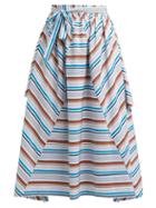Matchesfashion.com Isa Arfen - Cesenatico Striped Cotton Skirt - Womens - White Multi