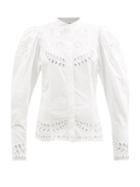 Isabel Marant - Danala Broderie-anglaise Cotton-poplin Top - Womens - White