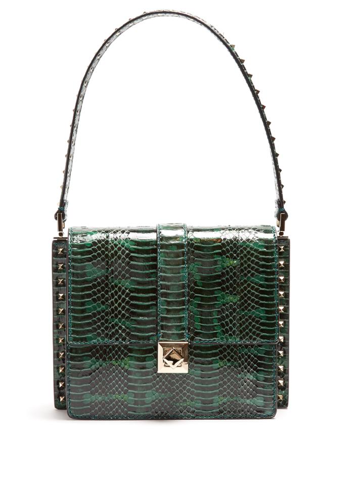 Valentino Rockstud-embellished Snakeskin Bag
