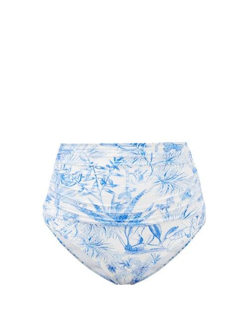Melissa Odabash - Ancona Floral-print High-waist Bikini Briefs - Womens - Blue Print