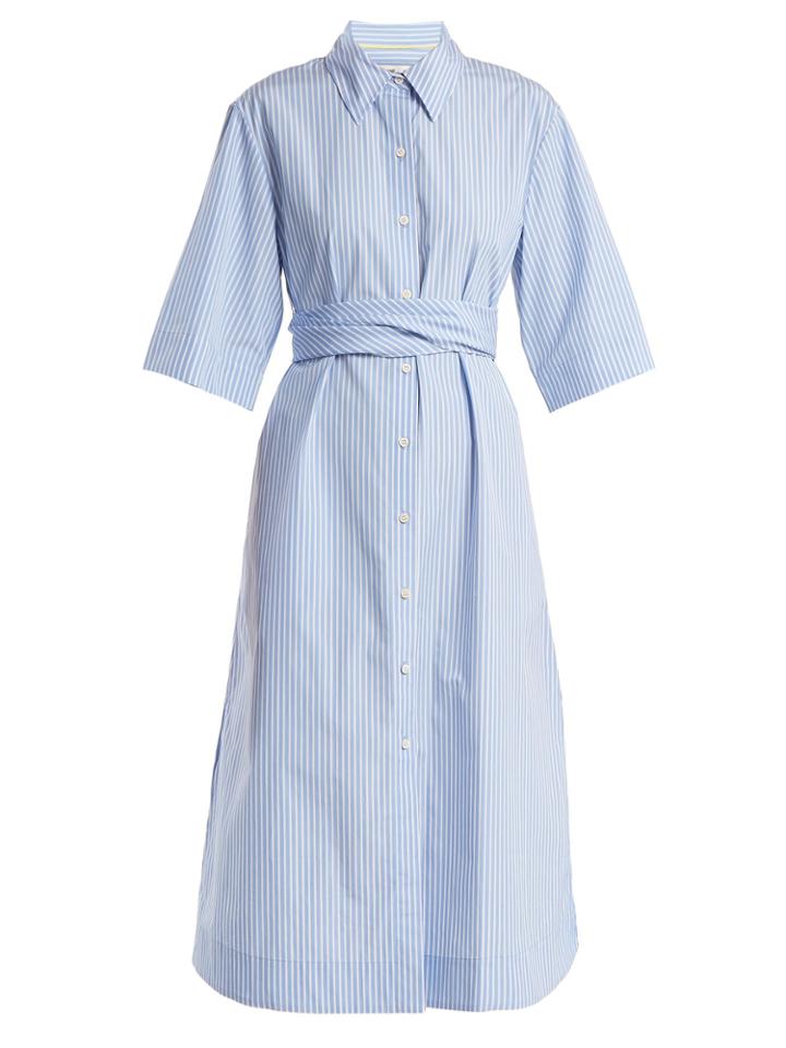 Diane Von Furstenberg Striped Tie-waist Cotton Shirtdress