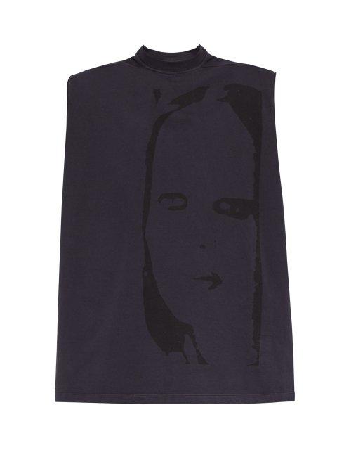 Matchesfashion.com Rick Owens Drkshdw - Face Print Cotton Jersey Tank Top - Mens - Indigo
